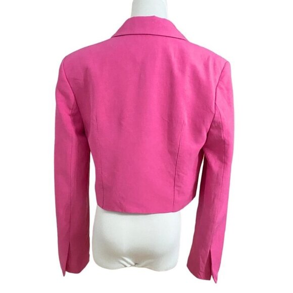 ZARA PINK LINEN BLEND CROPPED BLAZER STYLE 2010/719/630 - M - Picture 5 of 12